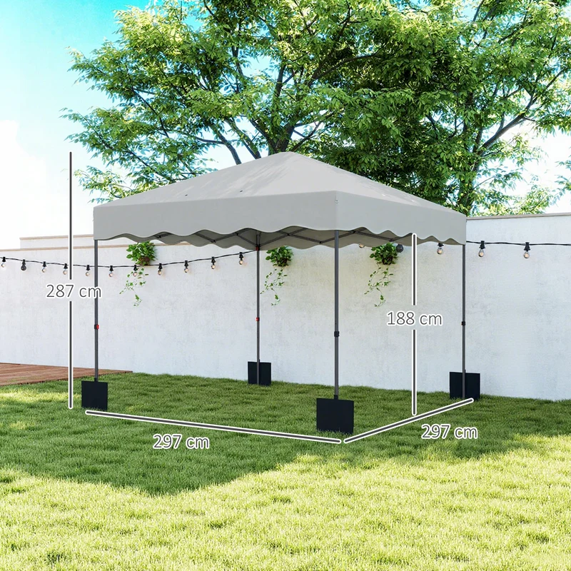 Outsunny Carpa Plegable Pop-up Gazebo 3x3 M Con Protección Uv 50+ Blanco