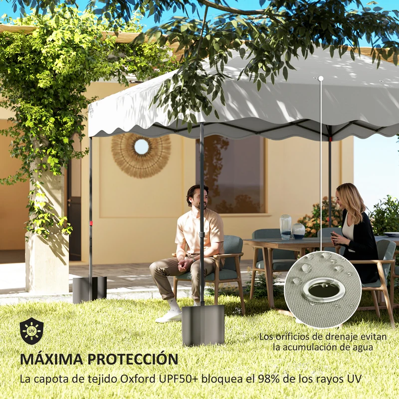 Outsunny Carpa Plegable Pop-up Gazebo 3x3 M Con Protección Uv 50+ Blanco