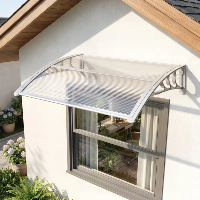 Outsunny Marquesinas Exterior Para Puertas Y Ventanas 100x75 Cm Transparente