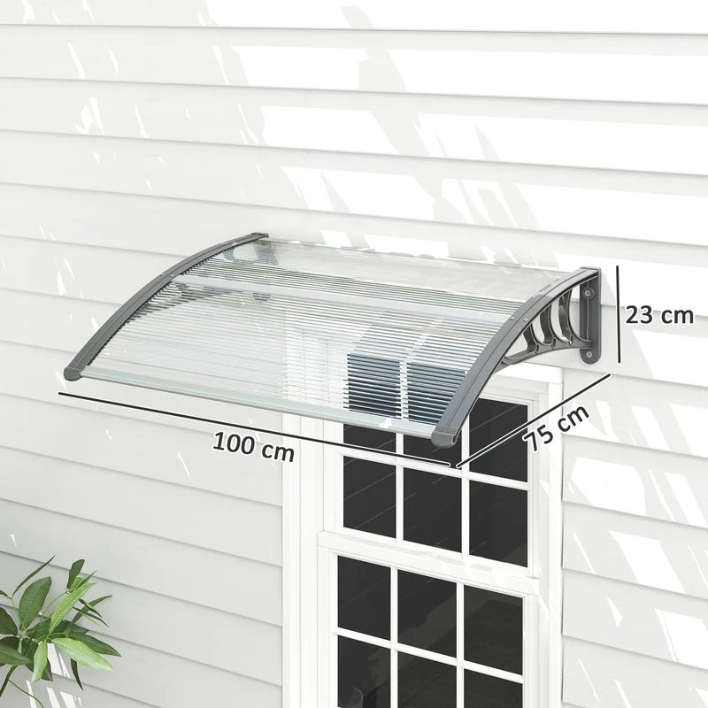 Outsunny Marquesinas Exterior Para Puertas Y Ventanas 100x75 Cm Transparente