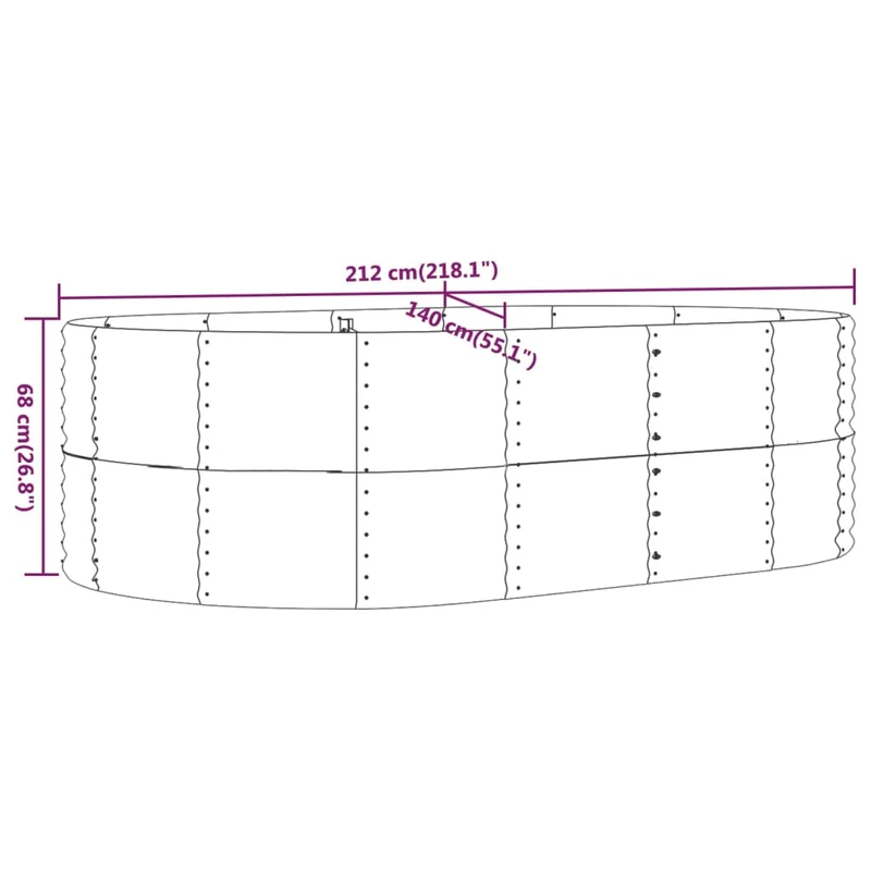 Jardinera Arriate Acero Galvanizado Marrón 212x140x68cm