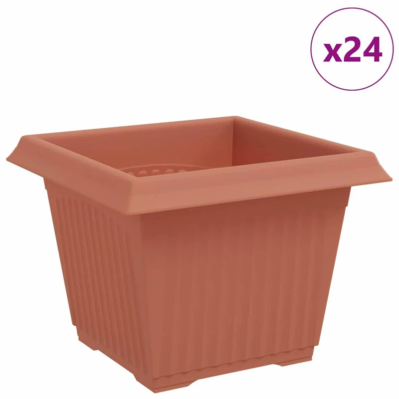 Maceta Cuadrada Para Flores 24 Uds. Rojo Ladrillo Plástico