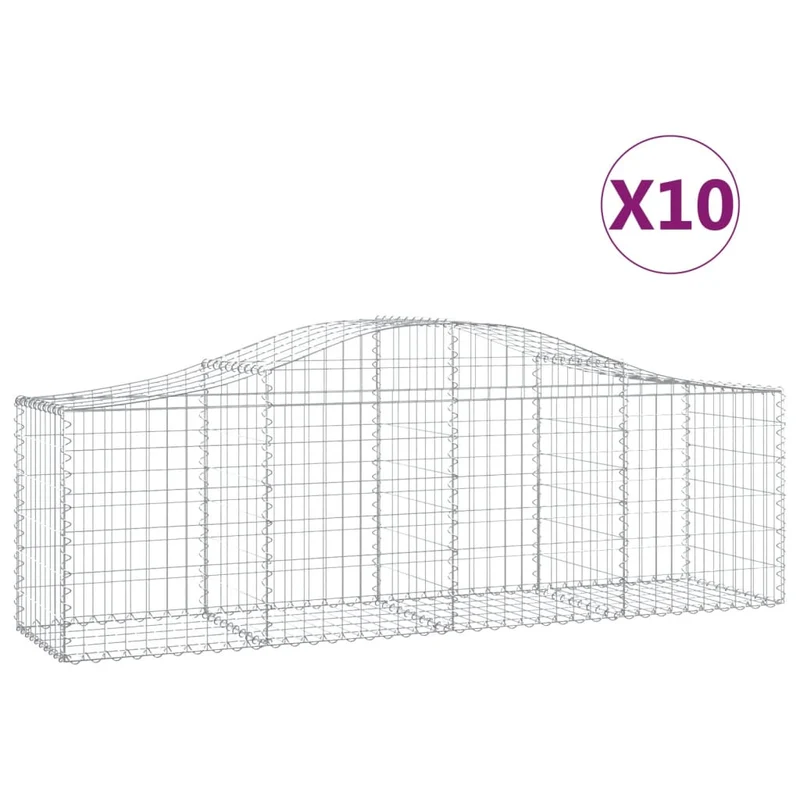 Cestas De Gaviones 10 Uds Forma De Arco Hierro 200x50x60/80 Cm