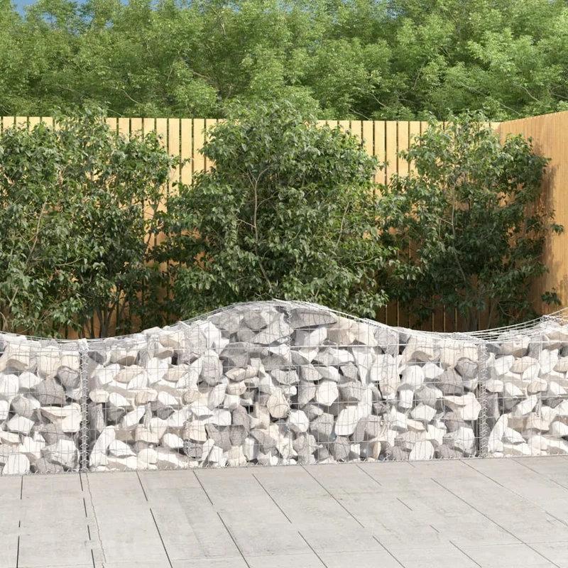 Cestas De Gaviones 10 Uds Forma De Arco Hierro 200x50x60/80 Cm