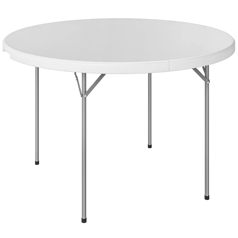 Outsunny Mesa Plegable Camping Portátil Ligera 120x120x74 Cm Blanco