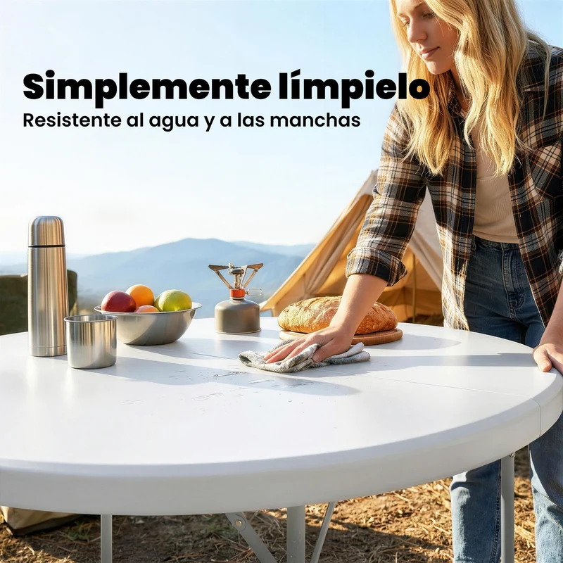Outsunny Mesa Plegable Camping Portátil Ligera 120x120x74 Cm Blanco