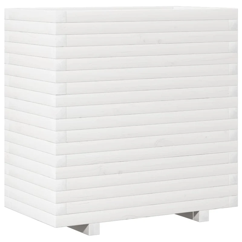 Jardinera De Madera Maciza De Pino Blanca 70x40x72 Cm