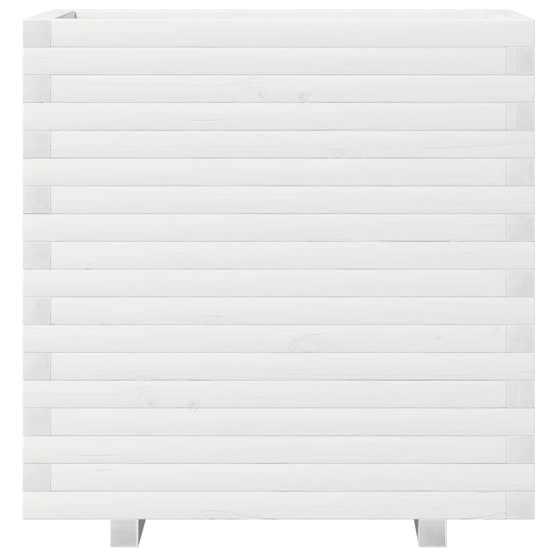 Jardinera De Madera Maciza De Pino Blanca 70x40x72 Cm