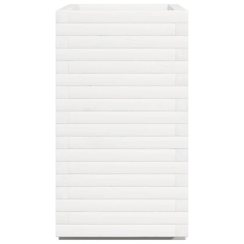 Jardinera De Madera Maciza De Pino Blanca 70x40x72 Cm