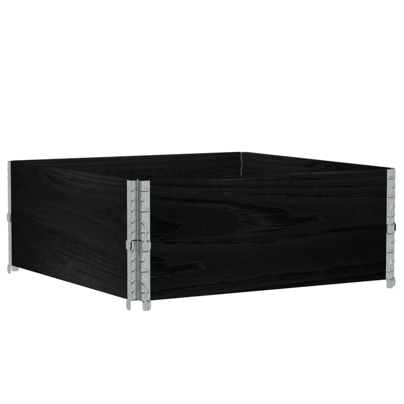 Jardinera De Madera Maciza De Pino Negra 100x100 Cm