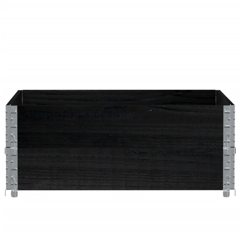 Jardinera De Madera Maciza De Pino Negra 100x100 Cm