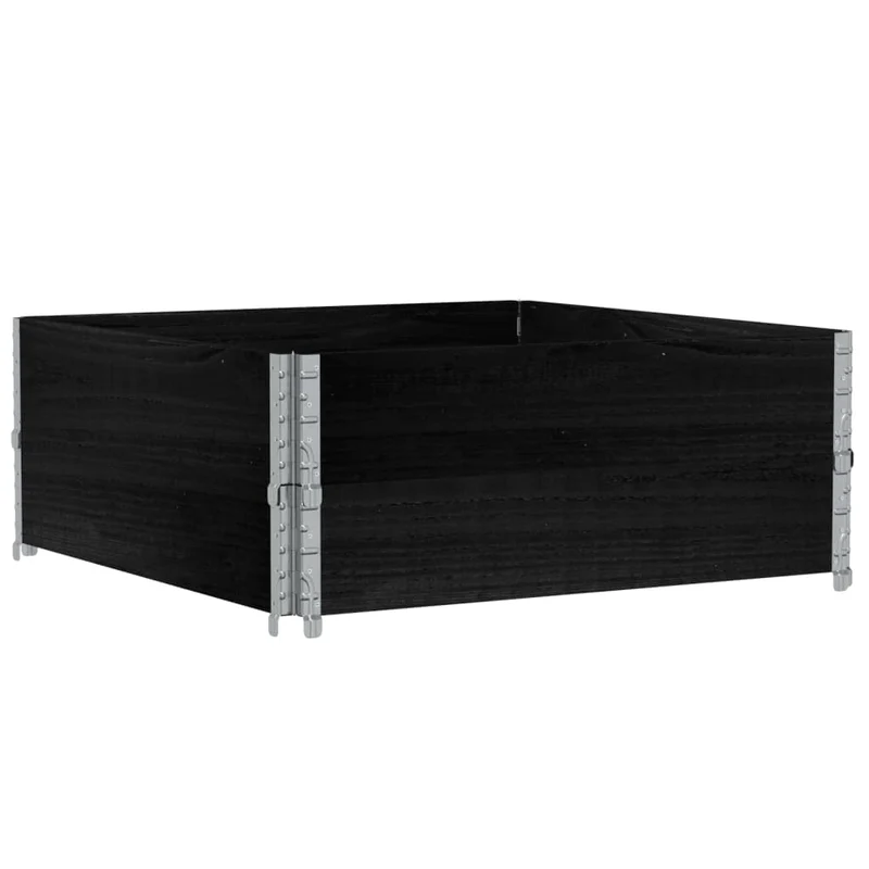 Jardinera De Madera Maciza De Pino Negra 100x100 Cm