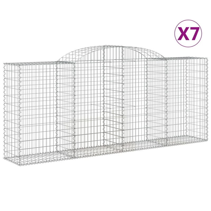 Cestas De Gaviones 7 Uds Forma De Arco Hierro 300x50x120/140 Cm
