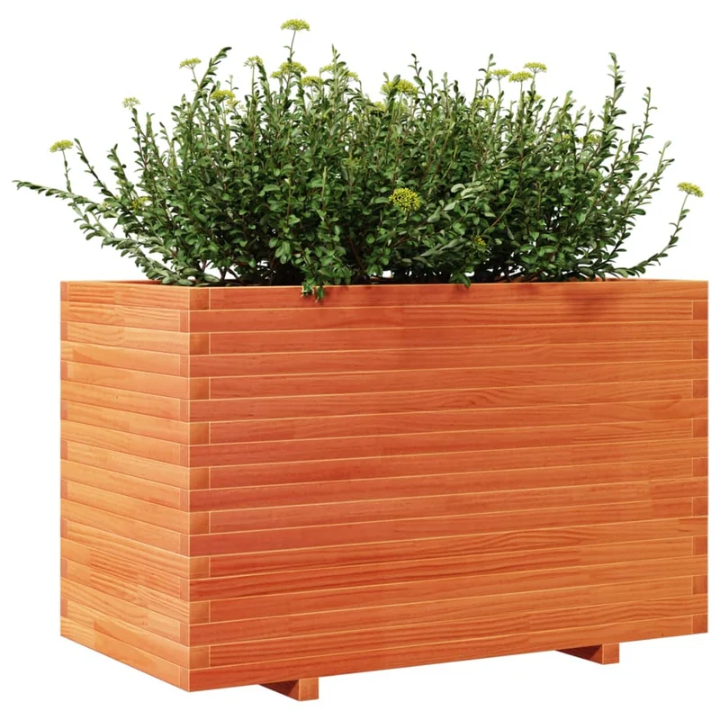 Jardinera Madera Maciza De Pino Marrón Cera 110x60x72 Cm