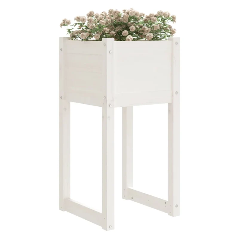 Jardinera Madera Maciza De Pino Blanco 40x40x81 Cm