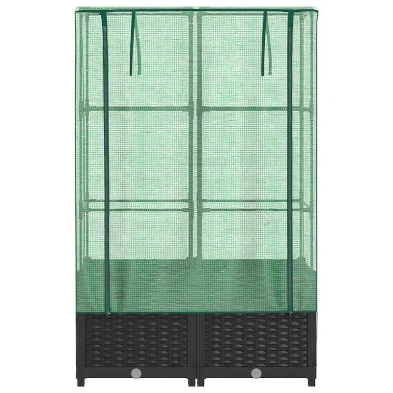 Arriate Con Cubierta Invernadero Aspecto Ratán 80x40x138 Cm