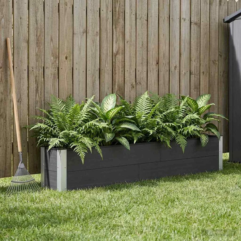 Arriate Elevado Negro 200 X 30 X 36 Cm Wpc Y Aluminio