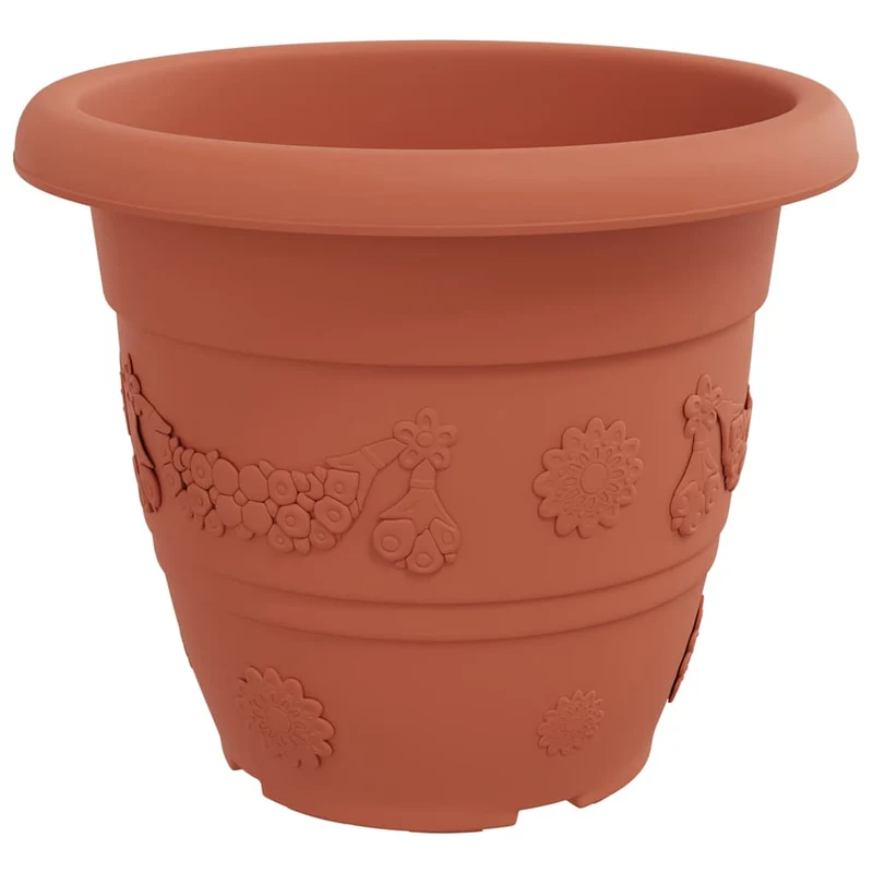 Maceta Redonda Para Flores 6 Uds. Rojo Ladrillo Ø 39 X 32 Cm