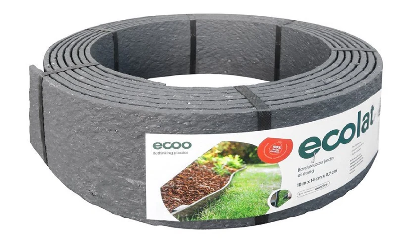 Bordillo Ecolat 100% Plástico Reciclado (rollo 10mx7mmx14cm)