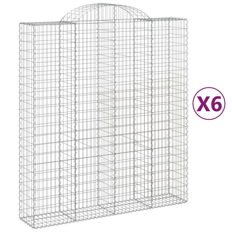 Cestas De Gaviones 6 Uds Forma De Arco Hierro 200x50x220/240 Cm