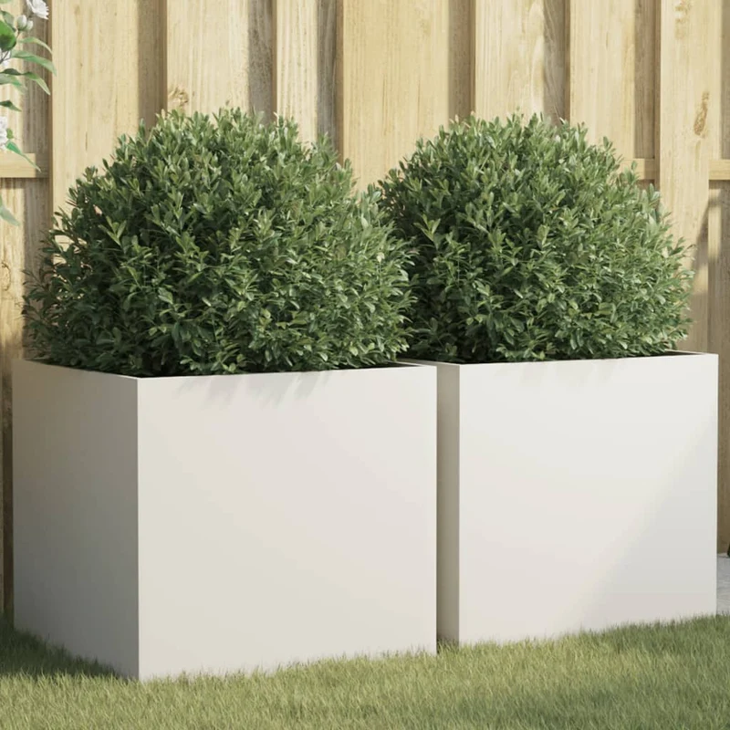 Jardineras 2 Unidades Acero Blanco 49x47x46 Cm