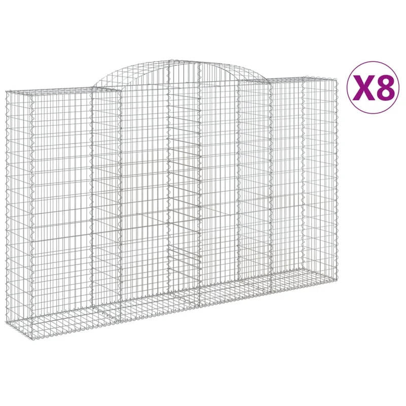 Cestas De Gaviones 8 Uds Forma De Arco Hierro 300x50x180/200 Cm