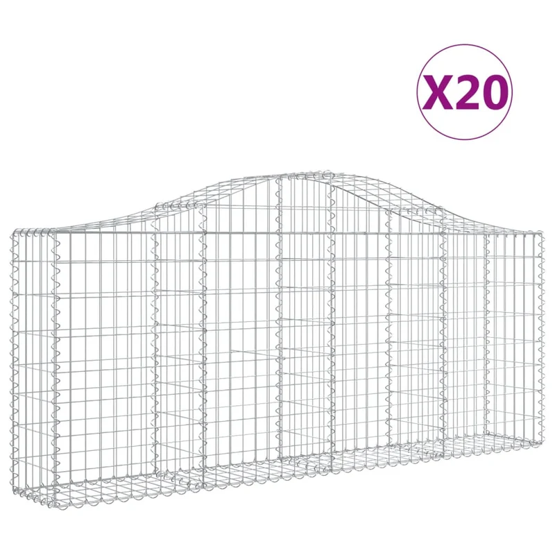 Cestas De Gaviones 20 Uds Forma De Arco Hierro 200x30x80/100 Cm