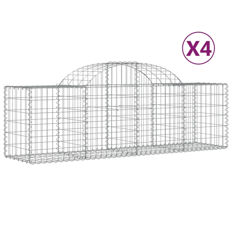 Cestas De Gaviones 4 Uds Forma De Arco Hierro 200x50x60/80 Cm