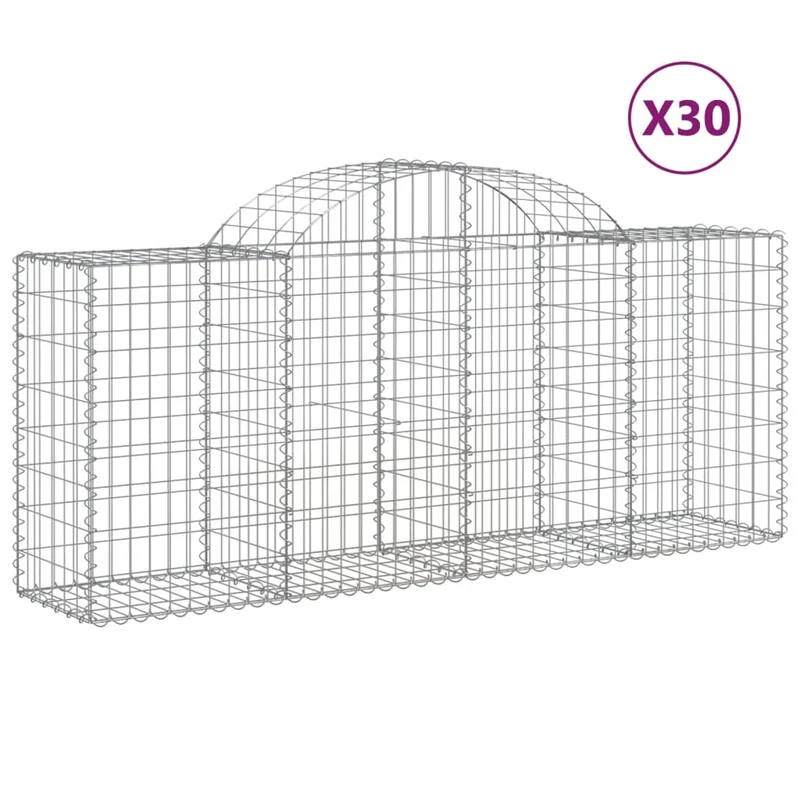 Cestas De Gaviones 30 Uds Forma De Arco Hierro 200x50x80/100 Cm