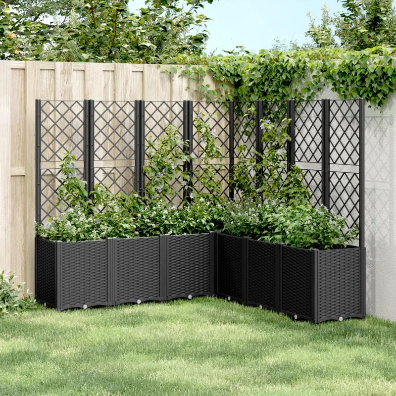 Jardinera Con Enrejado Pp Negro 160x160x140 Cm