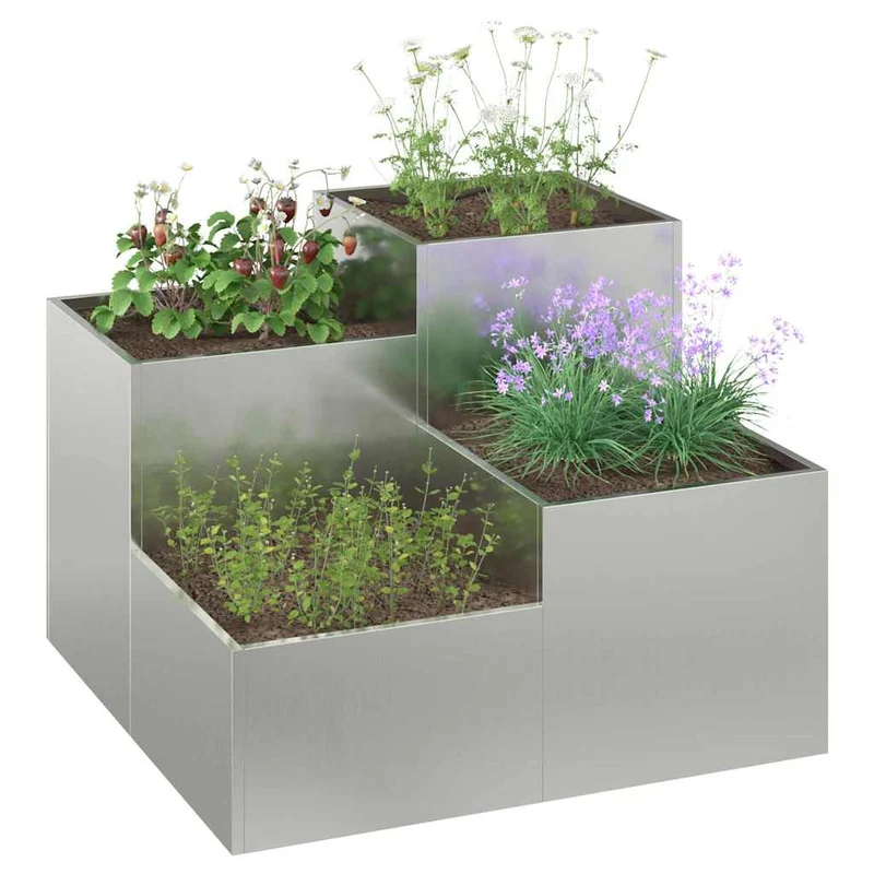 Maceta Para Jardín Plateado 80 X 80 X 60 Cm Acero Galvanizado
