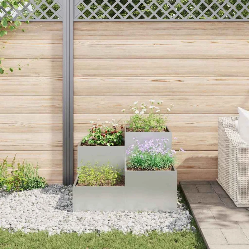 Maceta Para Jardín Plateado 80 X 80 X 60 Cm Acero Galvanizado