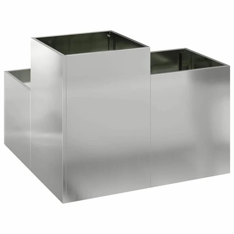 Maceta Para Jardín Plateado 80 X 80 X 60 Cm Acero Galvanizado