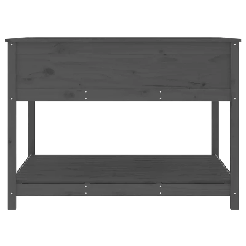 Jardinera Con Estante Madera Maciza Pino Gris 111,5x111,5x81 Cm