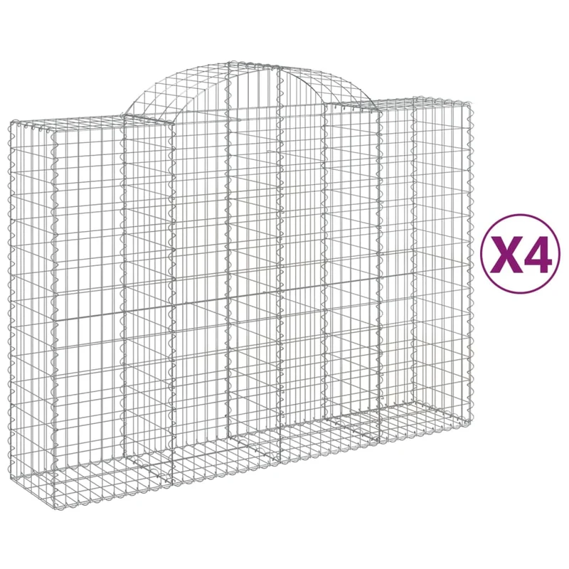 Cestas Gaviones 4 Uds Forma De Arco Hierro 200x50x140/160 Cm