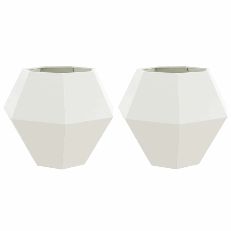 Jardinera 2 Uds. Blanco 100 X 100 X 80 Cm Acero
