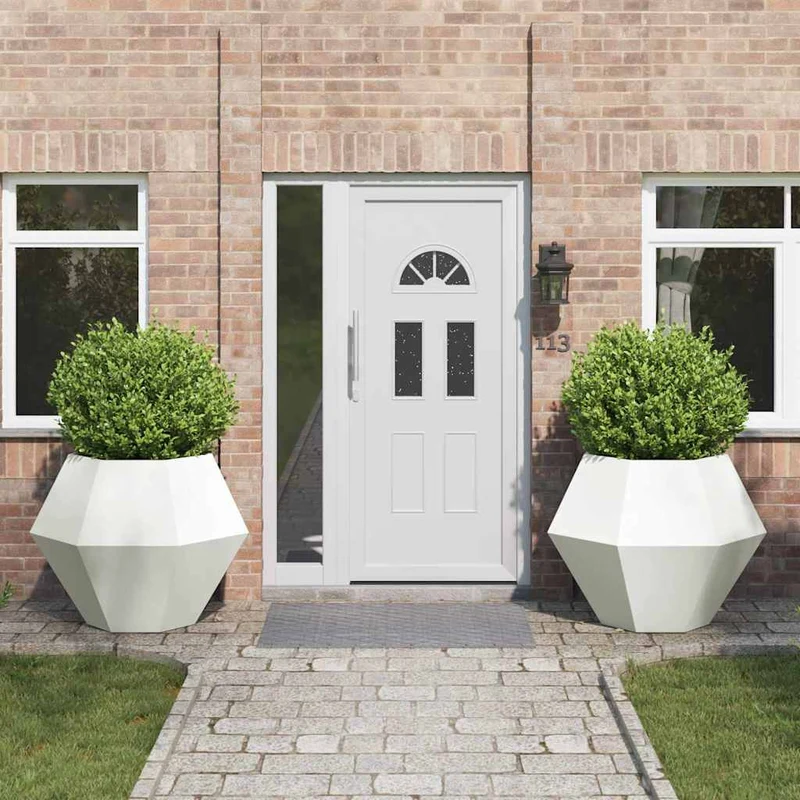 Jardinera 2 Uds. Blanco 100 X 100 X 80 Cm Acero