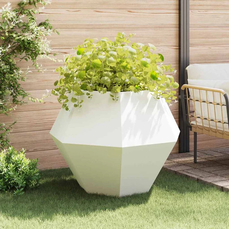 Jardinera 2 Uds. Blanco 100 X 100 X 80 Cm Acero