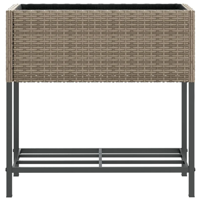 Jardineras Con Estante 2 Uds Ratán Sintético Gris 70x28x70 Cm