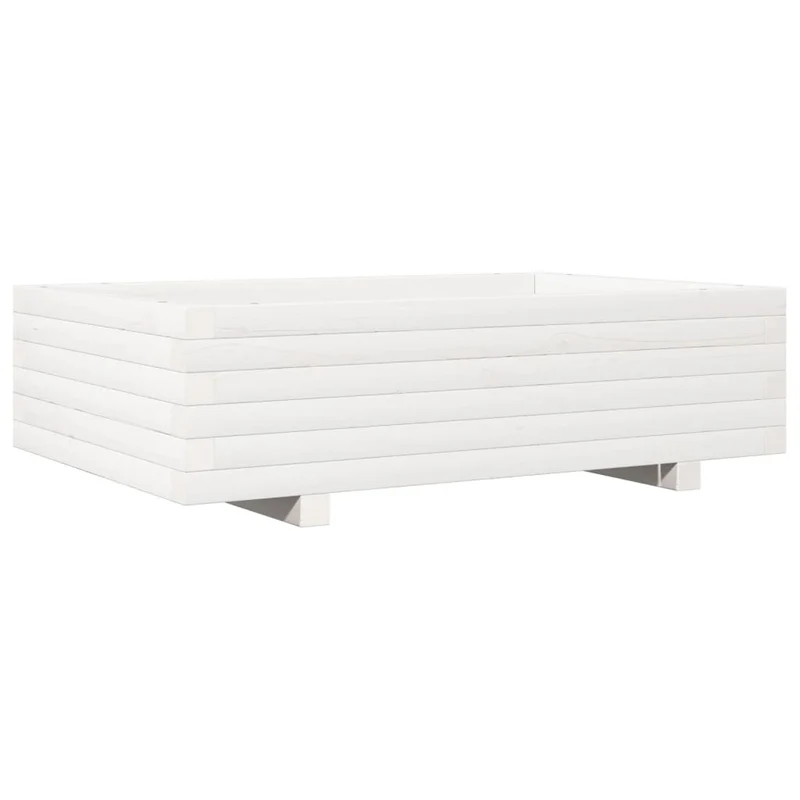 Jardinera De Madera Maciza De Pino Blanco 90x40x26,5 Cm