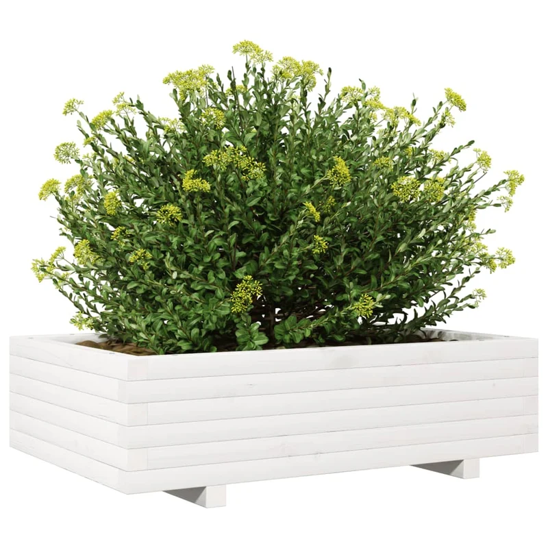 Jardinera De Madera Maciza De Pino Blanco 90x40x26,5 Cm
