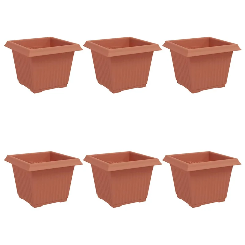 Maceta Cuadrada Para Flores 6 Uds. Rojo Ladrillo Plástico