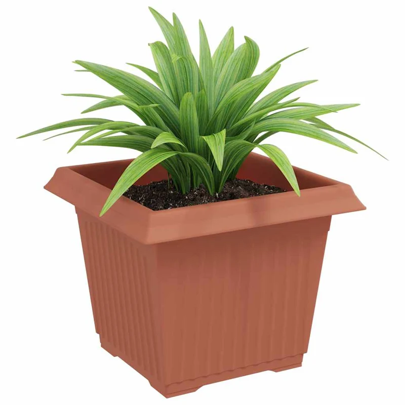 Maceta Cuadrada Para Flores 6 Uds. Rojo Ladrillo Plástico