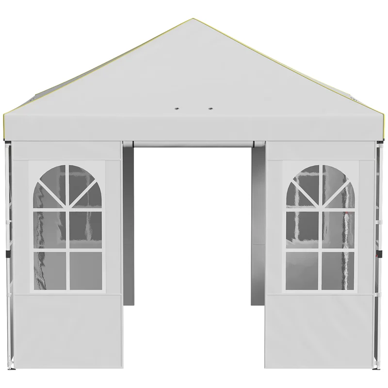 Outsunny Carpa Plegable 3x3m Pop-up Altura Ajustable Laterales Extraíbles Blanco