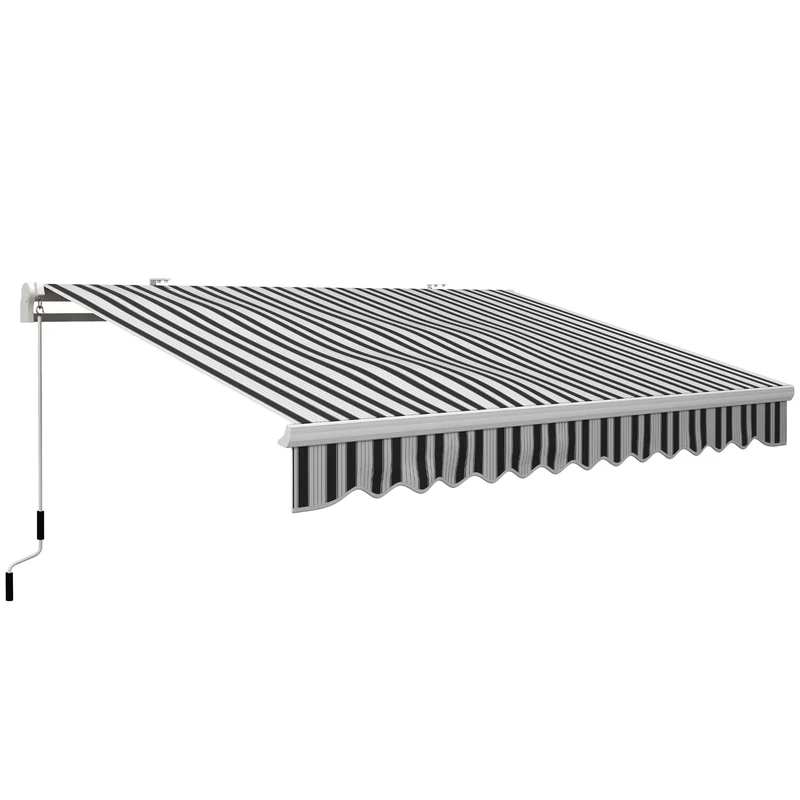 Outsunny Toldo Manual Retráctil 395x245 Cm Ángulo Ajustable Azul Y Blanco