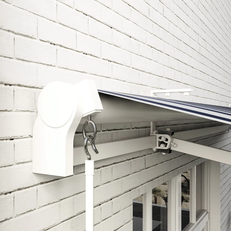 Outsunny Toldo Manual Retráctil 395x245 Cm Ángulo Ajustable Azul Y Blanco
