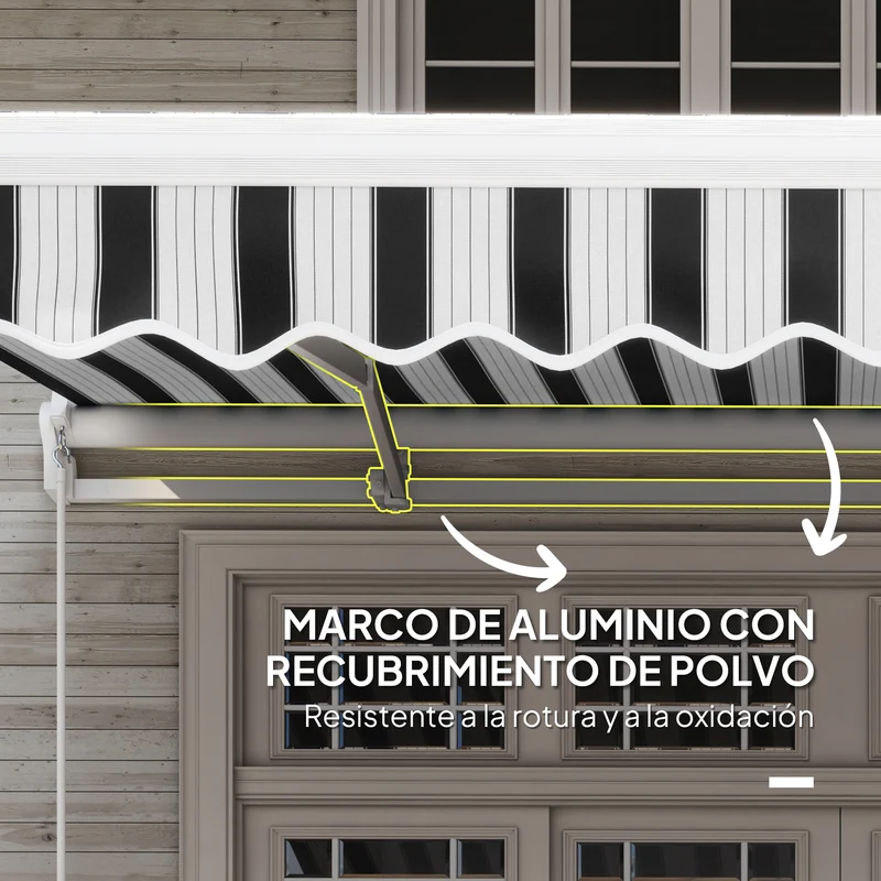 Outsunny Toldo Manual Retráctil 395x245 Cm Ángulo Ajustable Azul Y Blanco