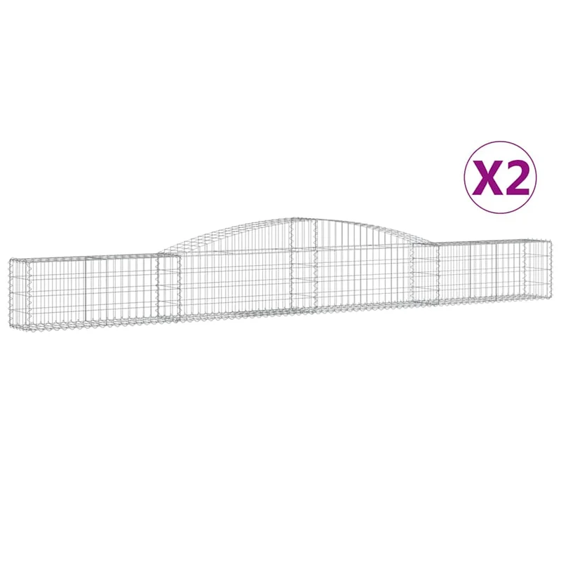 Cestas De Gaviones 2 Uds Forma De Arco Hierro 400x30x40/60 Cm