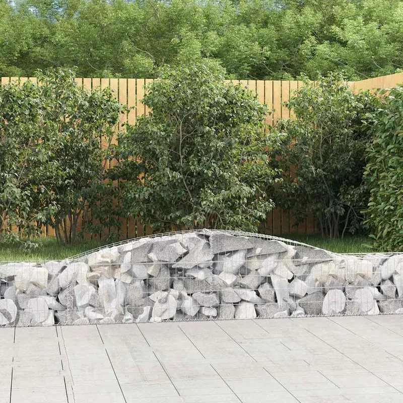 Cestas De Gaviones 2 Uds Forma De Arco Hierro 400x30x40/60 Cm