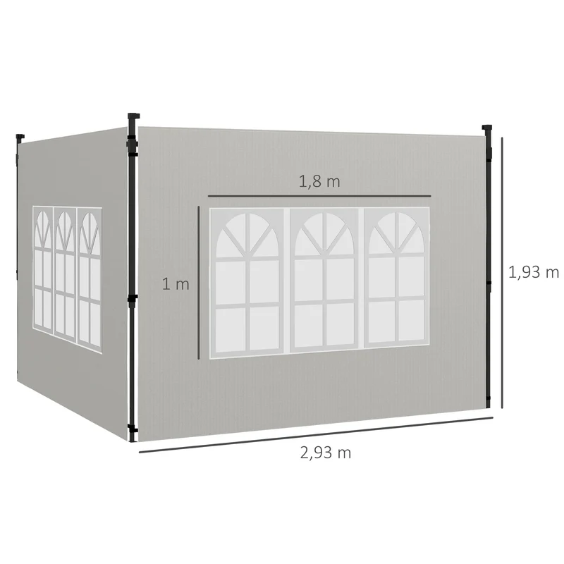 Outsunny Paredes Laterales Para Carpa 3x3 M Y 3x6 M 293x193 Cm Blanco